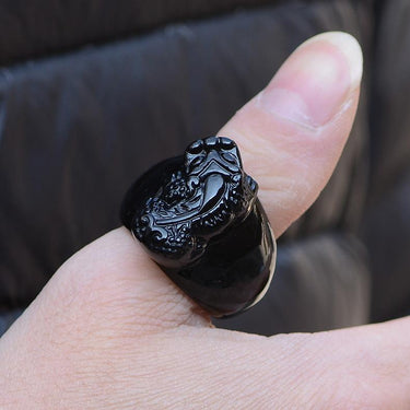 Feng Shui Black Obsidian Pixiu Wealth Ring-Your Soul Place